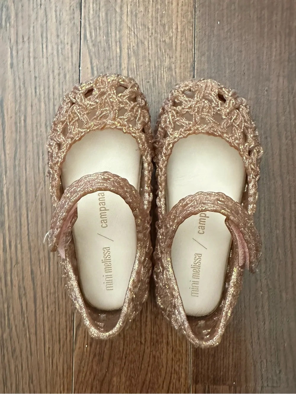 Mini Melissa Glitter Jelly Mary Jane in Rose Gold
